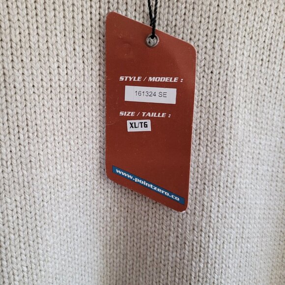 Point Zero Sweater Mens XL Beige Crew Neck Pullover Color Block NEW - Picture 8 of 13